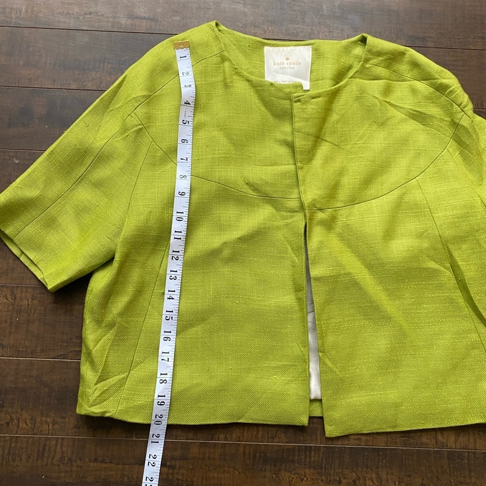 Kate Spade NY Lime Green Cropped Micah open front jacket - Picture 7 of 12